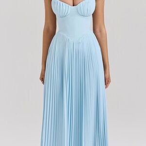 Elegant Blue Strapless Dress